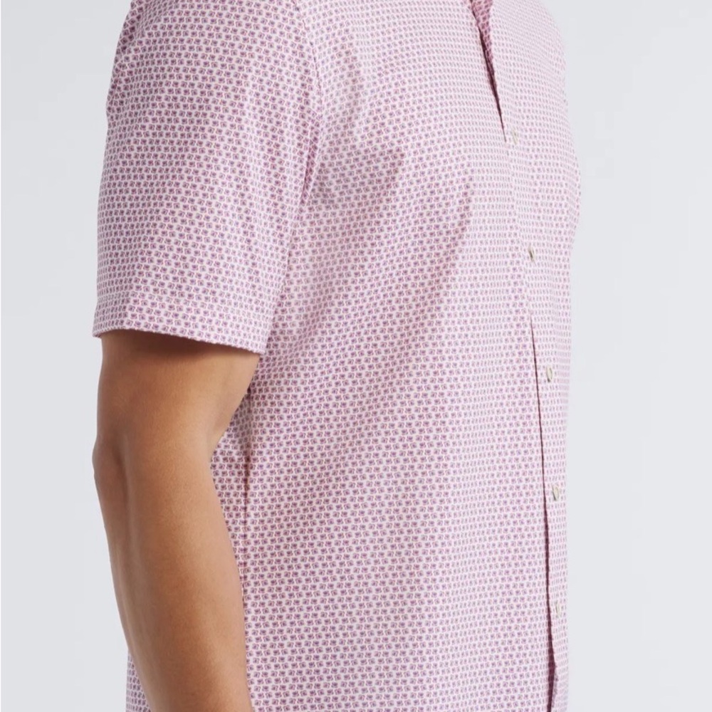 NWT Johnnie-O Caspian Hangin' Out Abstract Short Sleeve Button Shirt L - Picture 5 of 11